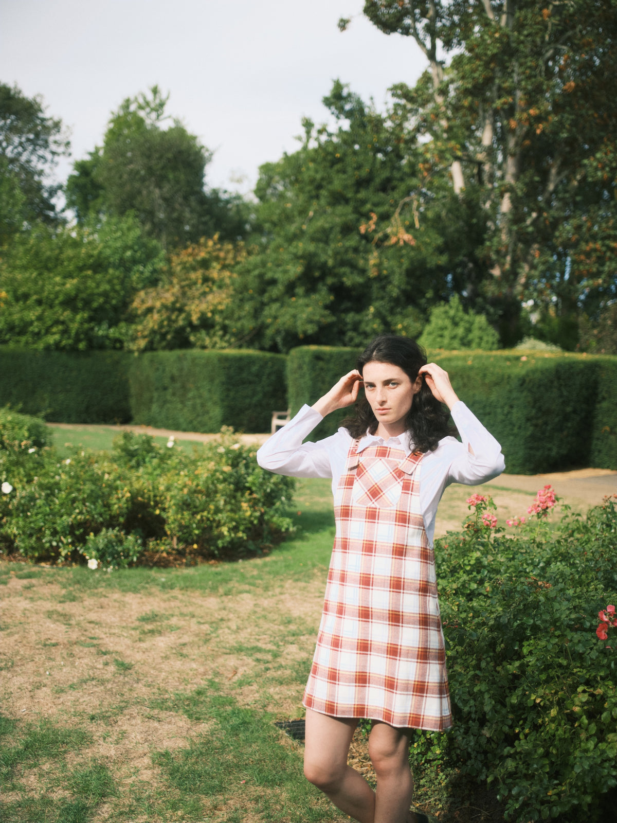 Cleo Plaid Pinafore Dress