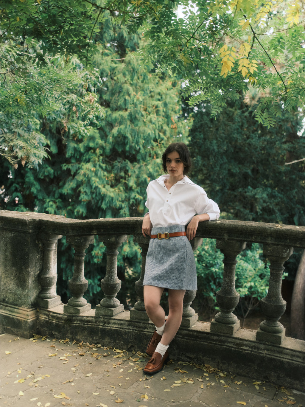 Lana Herringbone Mini Skirt